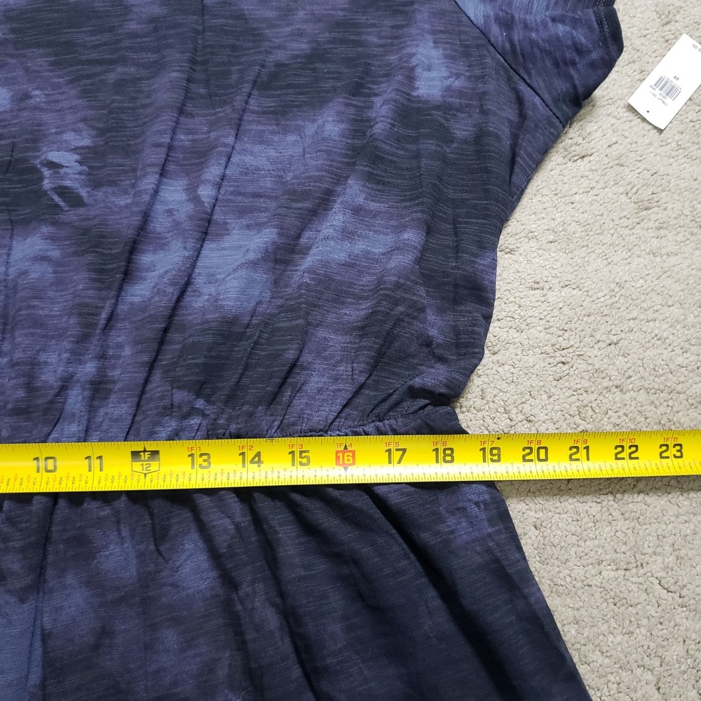 Old Navy Womens 2X Blue Tie Dye Short Sleeve Waist Mini T-Shirt Dress NEW Vamp - Picture 8 of 12